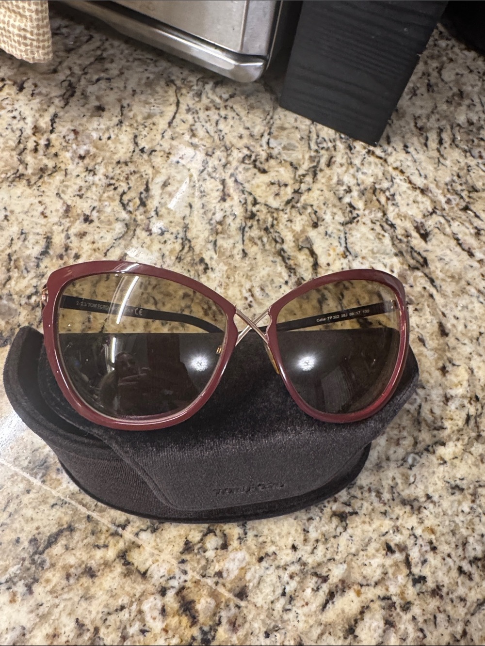 Tom Ford Women's Cat-Eye Sunglasses in Wine Red with Dark Lenses